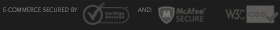 VeriSign Secured, McAfee Secure, W3C CSS compliant